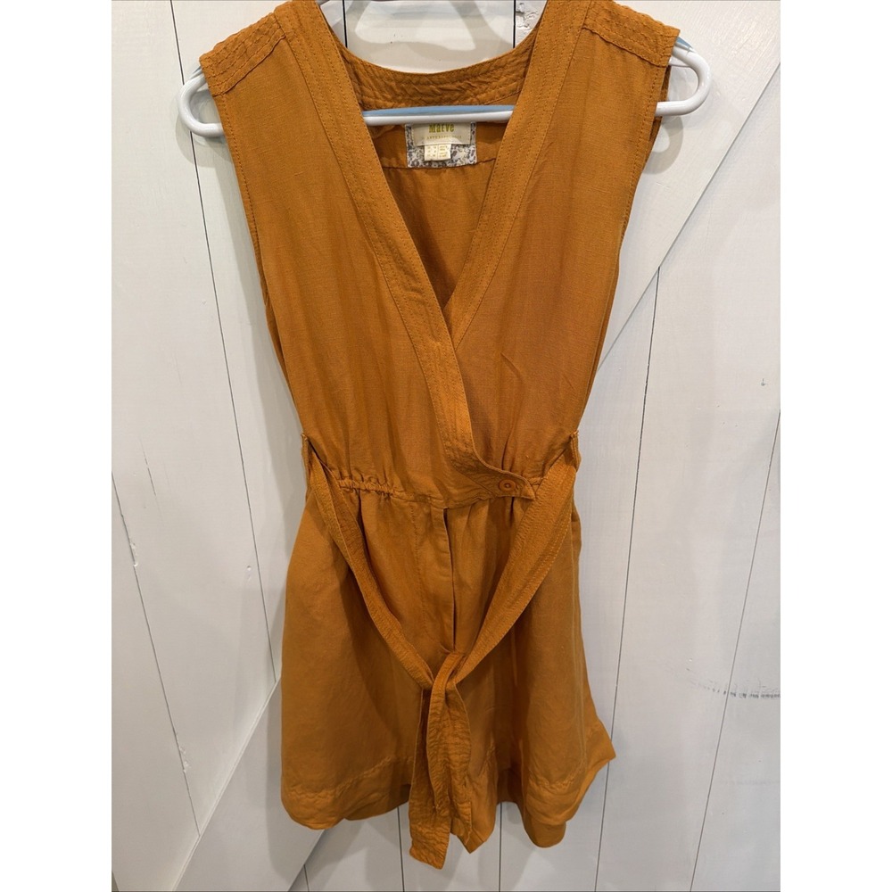Anthropologie Maeve Luana Linen Blend Utility Shorts Romper Yellow Size 6